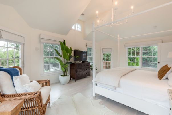 Bedroom, Chandelier, Interior, Recessed Lighting, Wood Texture Flooring