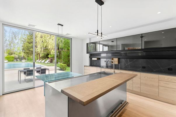 Interior, Kitchen, Pendant Lights, Recessed Lighting, Wood Texture Flooring
