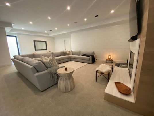 Fireplace, Interior, Living room, Recessed Lighting