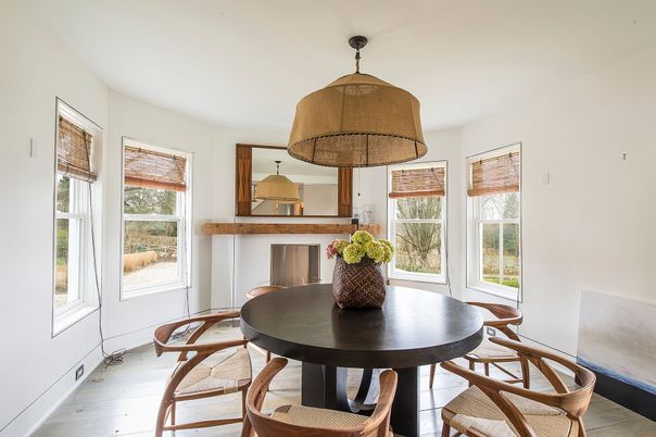 Dining room, Fireplace, Interior, Wood Texture Flooring