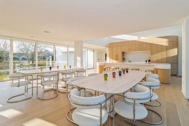 Dining room, Interior, Kitchen, Recessed Lighting, Wood Texture Flooring