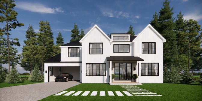 Attached, Exterior, Facade, Farmhouse