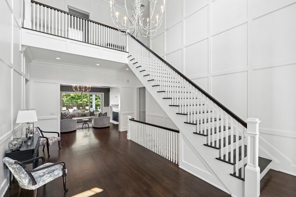Chandelier, Interior, Living room, Recessed Lighting, Wood Texture Flooring