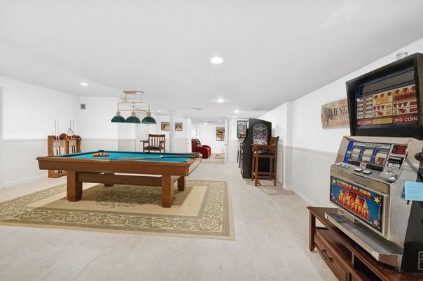 Billiard Table, Game Room, Interior, Pendant Lights, Recessed Lighting