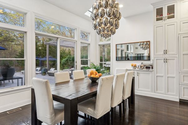 Chandelier, Dining room, Interior, Wood Texture Flooring