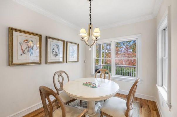 Chandelier, Dining room, Interior, Wood Texture Flooring