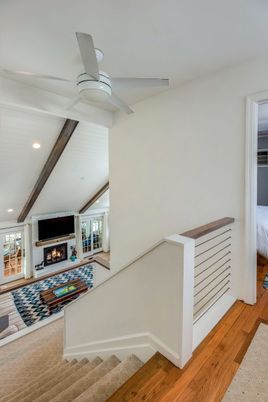 Bedroom, Fireplace, Interior, Recessed Lighting, Wooden Beams, Wood Texture Flooring