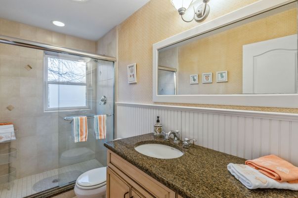 Bathroom, Glass Shower, Interior, Recessed Lighting