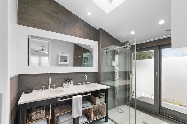 Bathroom, Dual Sink Vanities, Glass Shower, Interior, Recessed Lighting