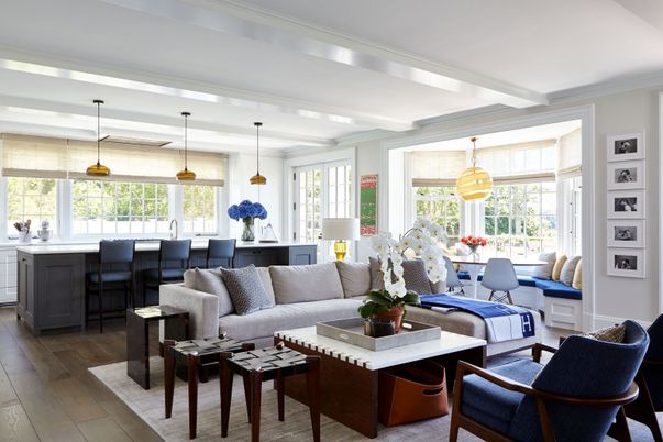 Dining room, Interior, Living room, Pendant Lights, Wood Texture Flooring