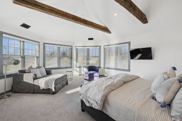 Bedroom, Interior, Recessed Lighting, Wooden Beams