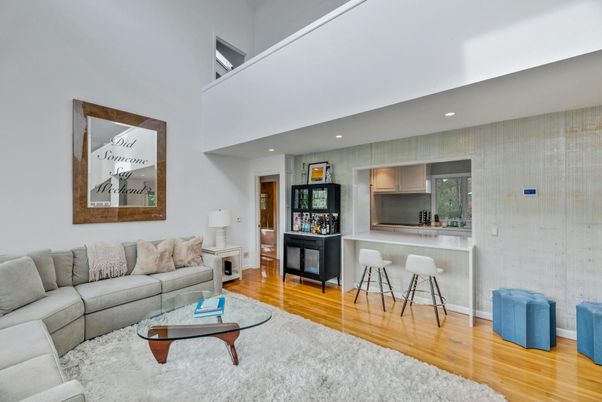Interior, Kitchen, Living room, Recessed Lighting, Wood Texture Flooring