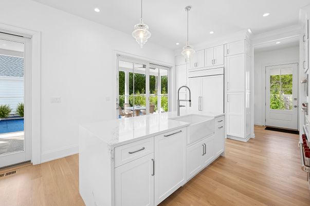 Interior, Kitchen, Pendant Lights, Recessed Lighting, Wood Texture Flooring