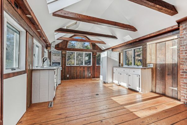 Interior, Stone Walls, Wooden Beams, Wood Texture Flooring