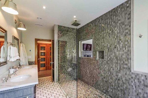 Bathroom, Glass Shower, Interior, Recessed Lighting