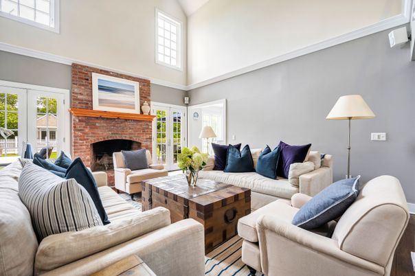 Fireplace, Interior, Living room, Stone Walls, Wood Texture Flooring