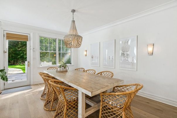 Chandelier, Dining room, Interior, Wood Texture Flooring