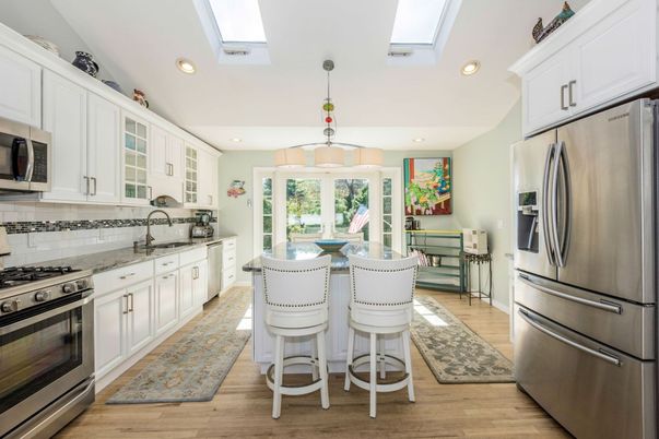 Glass Ceilings, Interior, Kitchen, Recessed Lighting, Stainless Steel Appliances, Wood Texture Flooring