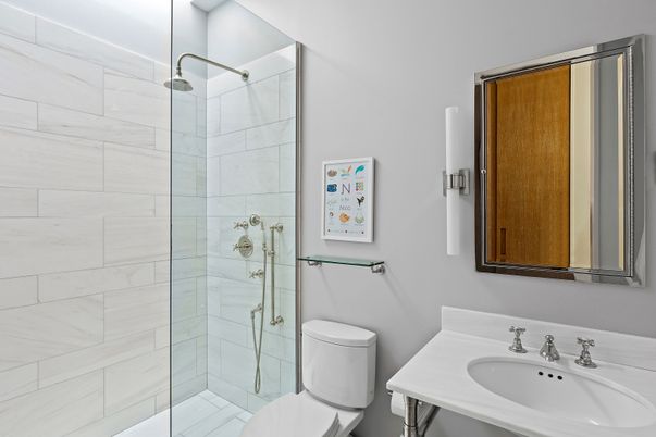 Bathroom, Glass Shower, Interior, Marble Walls