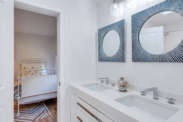 Bathroom, Bedroom, Dual Sink Vanities, Interior, Wood Texture Flooring
