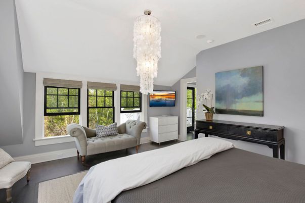 Bedroom, Chandelier, Interior, Wood Texture Flooring