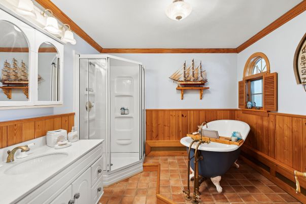 Bathroom, Dual Sink Vanities, Free Standing Baths, Glass Shower, Interior