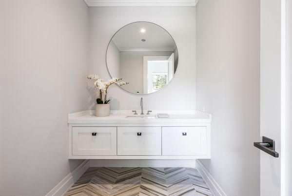 Bathroom, Interior, Recessed Lighting, Wood Texture Flooring