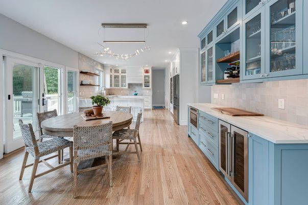 Dining room, Interior, Kitchen, Recessed Lighting, Wood Texture Flooring