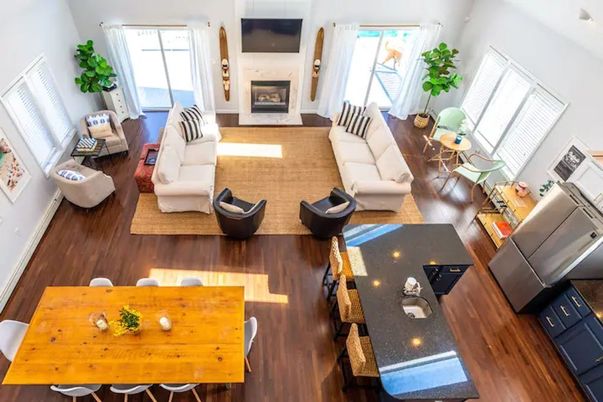 Dining room, Fireplace, Interior, Living room, Wood Texture Flooring