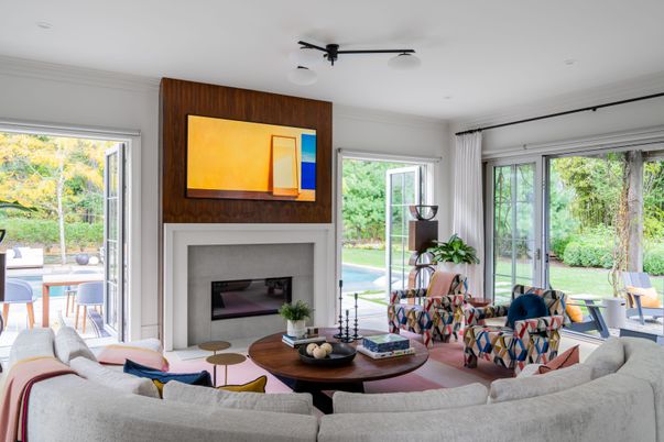 Fireplace, Interior, Living room, Recessed Lighting
