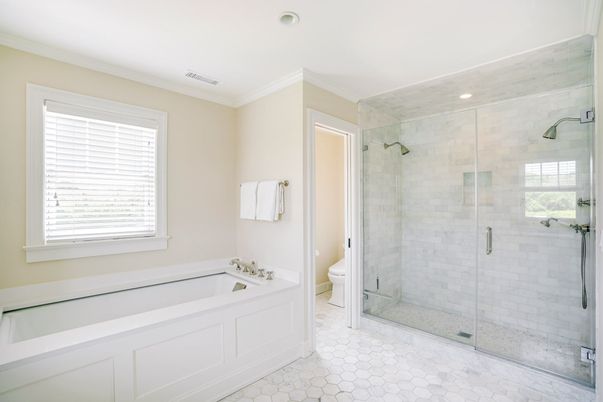 Bathroom, Glass Shower, Interior, Recessed Lighting