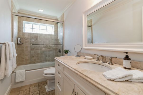 Bathroom, Glass Shower, Interior, Recessed Lighting