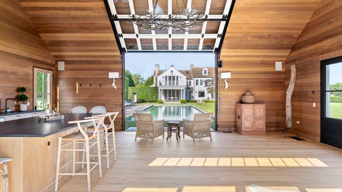 Chandelier, Interior, Pool, Wooden Ceilings, Wood Texture Flooring, Wooden Walls