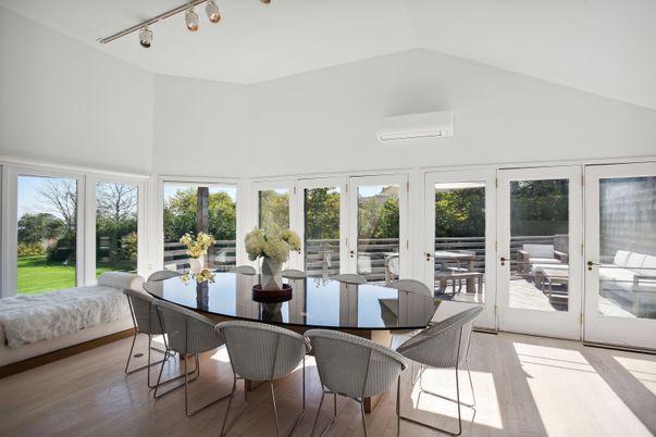 Dining room, Interior, Sun Room, Wood Texture Flooring