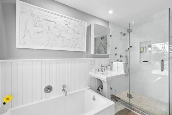 Bathroom, Glass Shower, Interior, Recessed Lighting