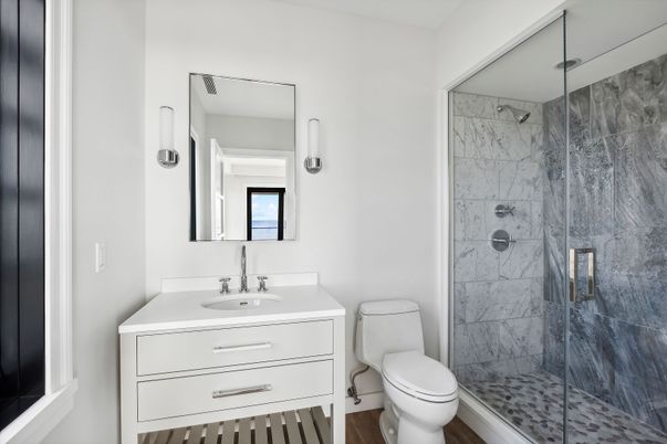 Bathroom, Glass Shower, Interior, Marble Walls