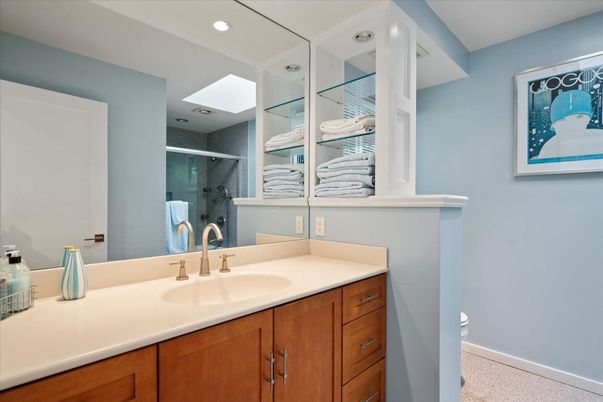 Bathroom, Glass Shower, Interior, Recessed Lighting