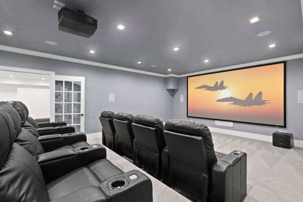 Home Theatre Room, Interior, Projection Screen, Recessed Lighting, Theatre Room