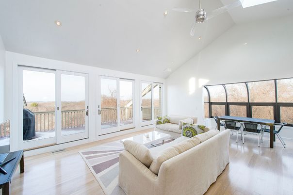 Dining room, Interior, Living room, Pendant Lights, Recessed Lighting, Wood Texture Flooring