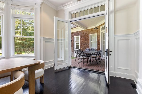 Dining room, Interior, Stone Walls, Wood Texture Flooring