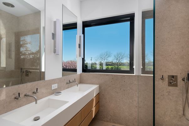 Bathroom, Dual Sink Vanities, Glass Shower, Interior
