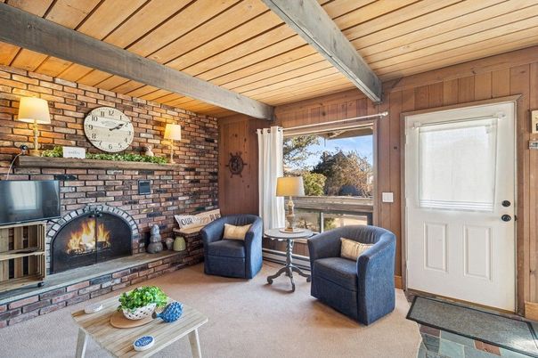 Fireplace, Interior, Living room, Stone Walls, Wooden Beams, Wooden Ceilings, Wooden Walls