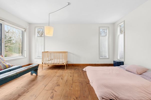 Bedroom, Interior, Pendant Lights, Wood Texture Flooring