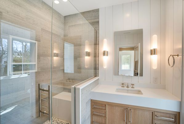 Bathroom, Glass Shower, Interior, Pendant Lights, Recessed Lighting