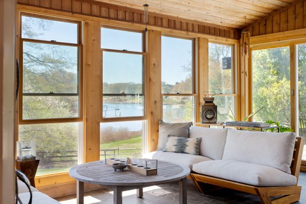 Interior, Living room, Sun Room, Water, Wooden Ceilings, Wooden Walls