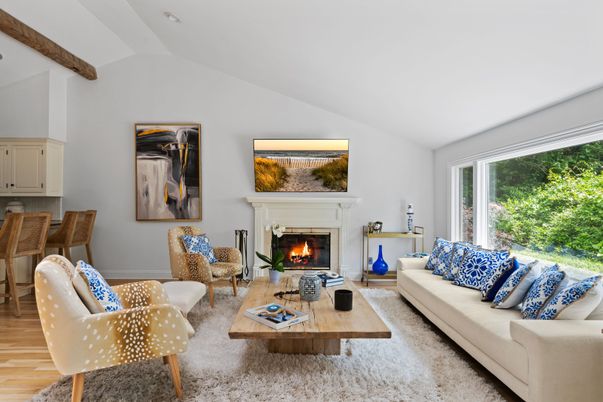 Fireplace, Interior, Living room, Wooden Beams, Wood Texture Flooring