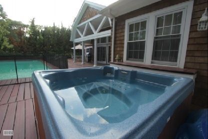 Exterior, Hot Tub, Pool, Wood Texture Flooring