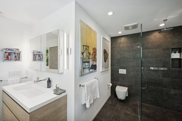 Bathroom, Glass Shower, Interior, Recessed Lighting