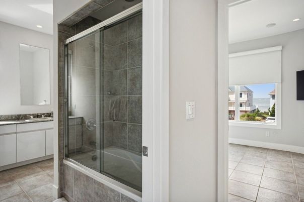 Bathroom, Glass Shower, Interior, Recessed Lighting, Water