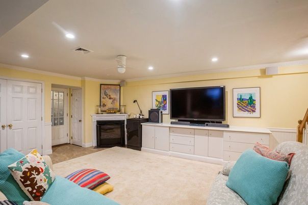 Fireplace, Interior, Living room, Recessed Lighting